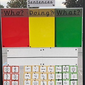 Sentence board with lots of Makaton symbol cards