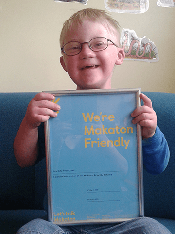 Callum with Makaton Friendly certificate