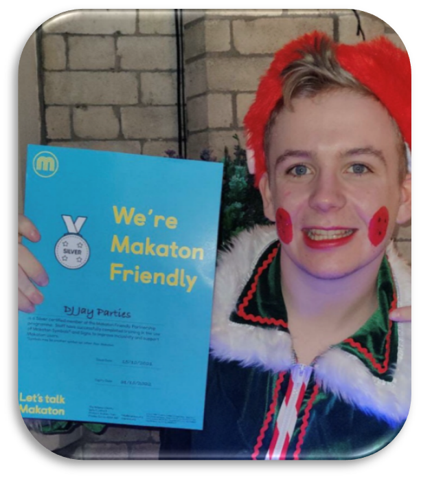 DJ Jay with Makaton Friendly Silver certificate