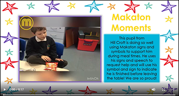 Screenshot showing a pupil from Hill Croft School using Makaton