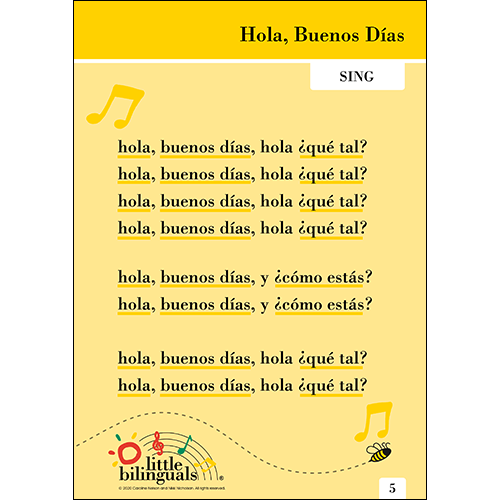 Little Bilinguals Spanish song: Hello, Good Morning