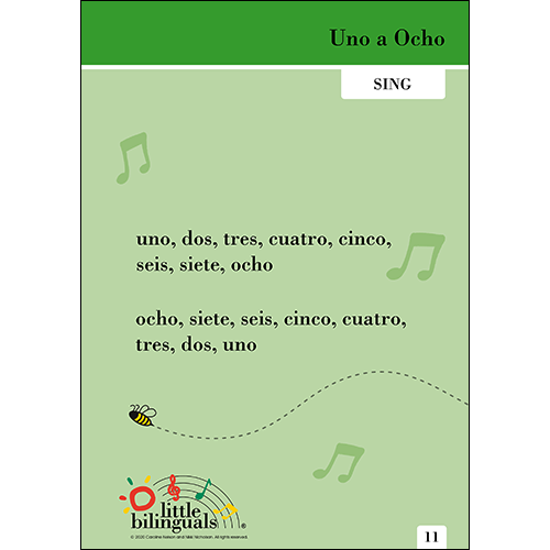 Little Bilinguals Spanish song: One to Eight