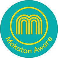 Makaton Aware sticker, showing the Makaton logo